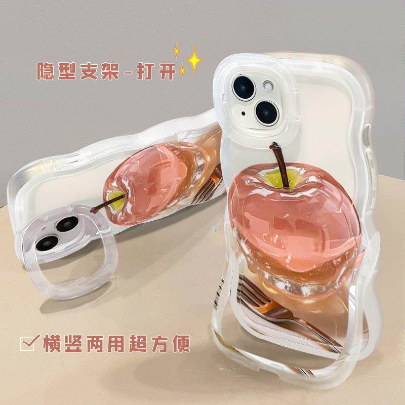 【下单立减50】水晶苹果适用苹果华为双支架创意可爱手机保护壳CZ