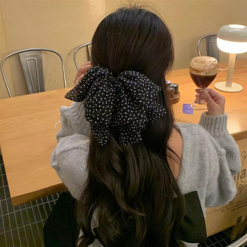 下单立减50】氛围感波点雪纺蝴蝶结发夹女2026新款后脑勺盘发抓夹