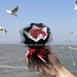 红玫瑰mini小清新干花花束拍照道具 伴手礼品教师节520礼物