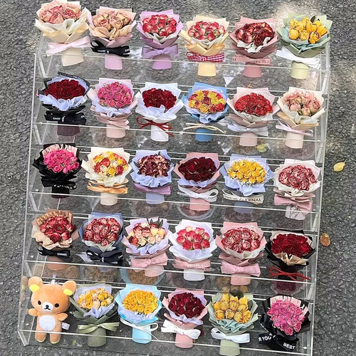 迷你花束玫瑰干花车载摆件