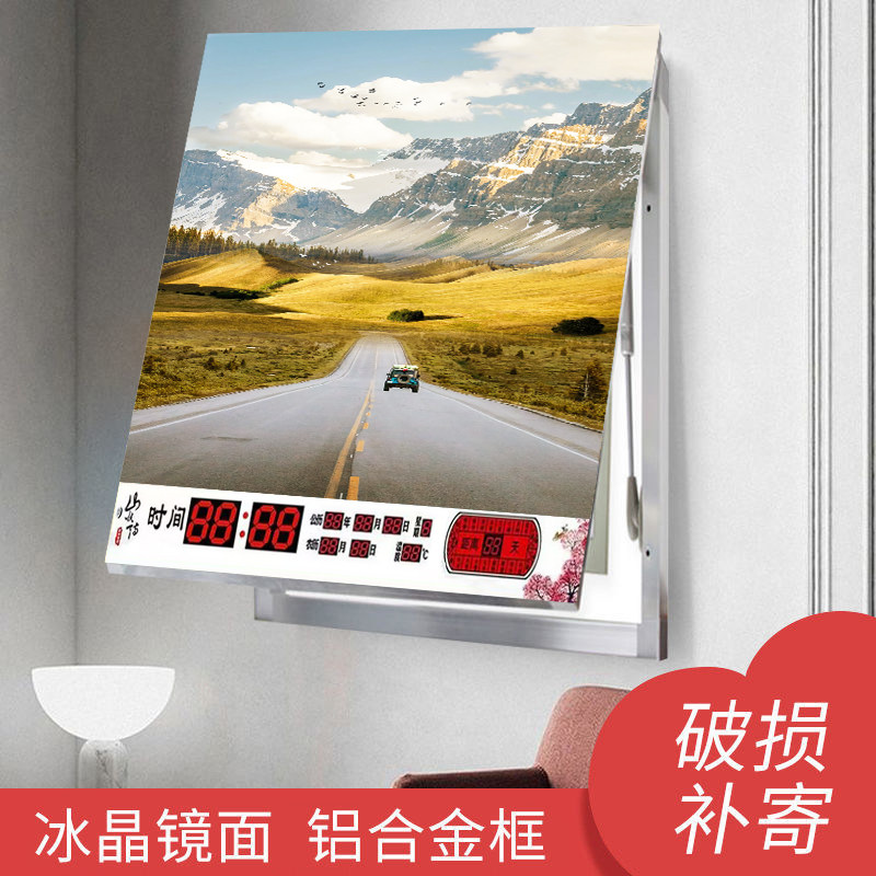 家用竖款电表箱万年历装饰画遮挡配电箱网络箱总开关显示时间钟表
