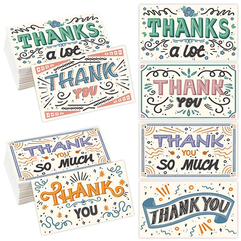 复古彩绘感谢卡礼物装饰贺卡装饰