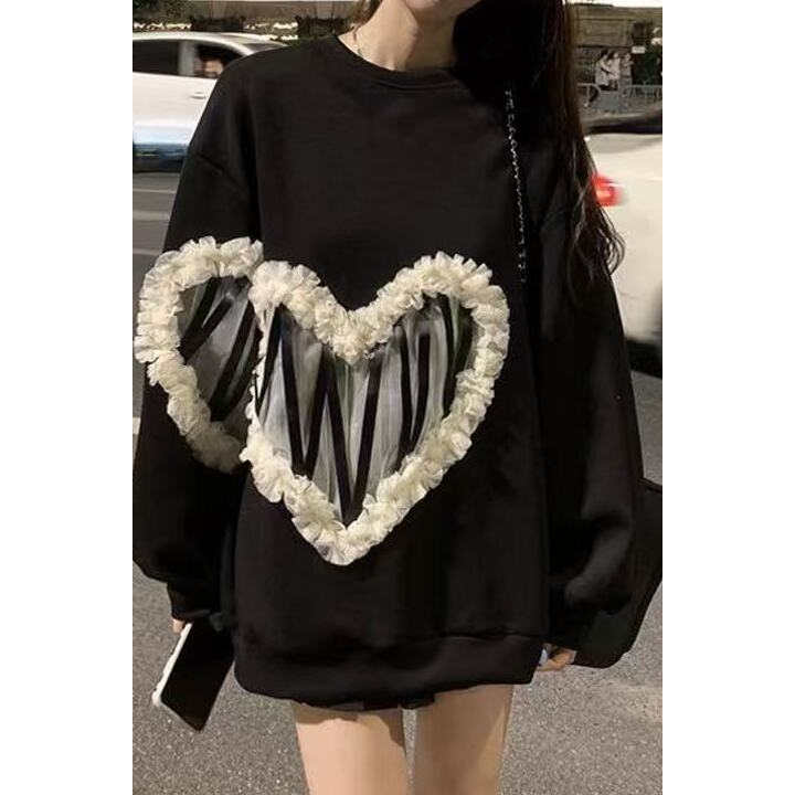 （卫衣加绒）ins潮2025圆领秋冬潮牌女新款韩版慵懒风宽松上衣