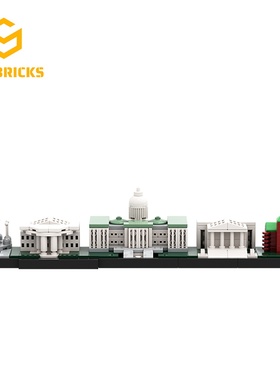 SETbricks城市建筑美国华盛顿天际线模型小颗粒拼装积木益智玩具