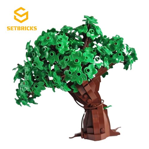 SETbricks城市街景建筑庭院公园装饰树小颗粒拼装积木益智玩具