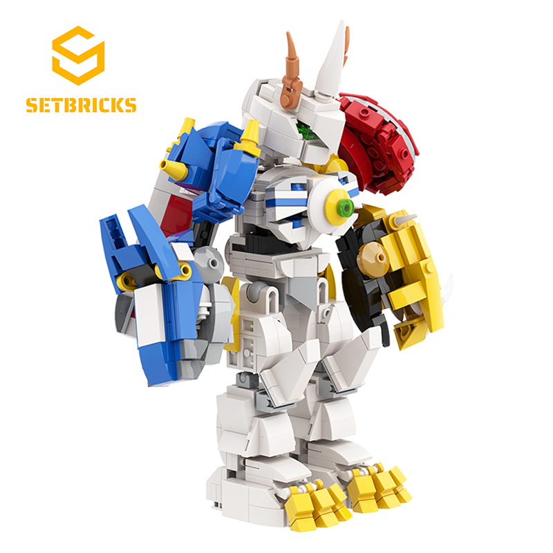 SETbricks数码暴龙奥米加兽机器人机甲高达颗粒拼装积木益智玩具
