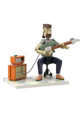 SETbricks积木即兴演奏吉他手组装拼装模型高砖MOC零件玩具