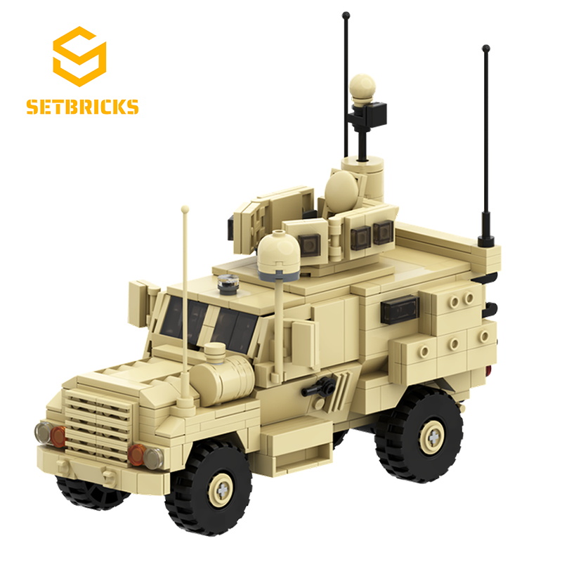 SETbricks防地雷反伏击车架4x4重装铁甲小颗粒拼装积木益智玩具