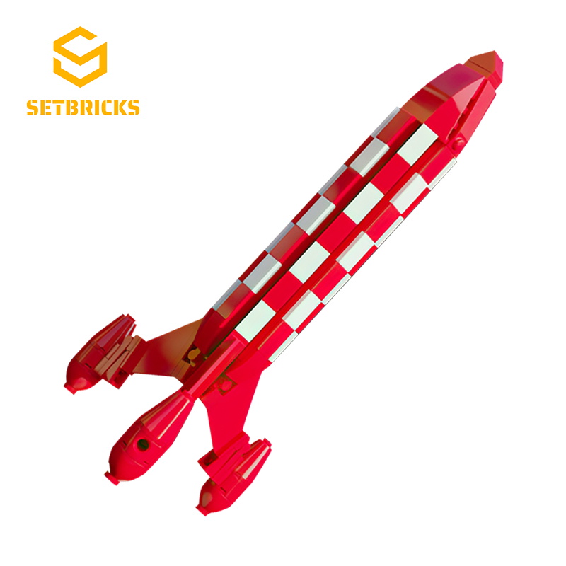 SETbricks动画丁丁历险记太空火箭摆件模型颗粒拼装积木益智玩具