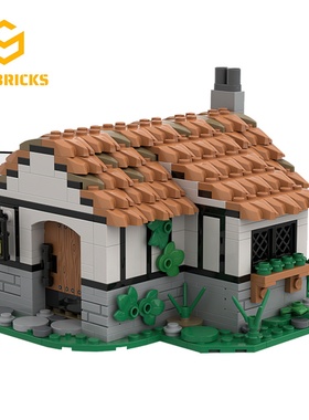 SETbricks复古街景建筑小型中世纪小屋小颗粒拼装积木益智玩具