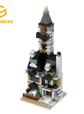 SETbricks建筑鬼屋的跳楼机适配10273小颗粒拼装积木益智玩具