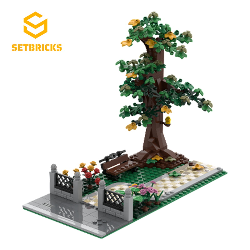 SETbricks街景建筑公园场景DIY模型小颗粒拼装积木益智儿童玩具