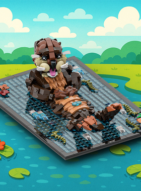 SETbricks 水獭 小颗粒积木兼容益智儿童玩具套装拼插礼品