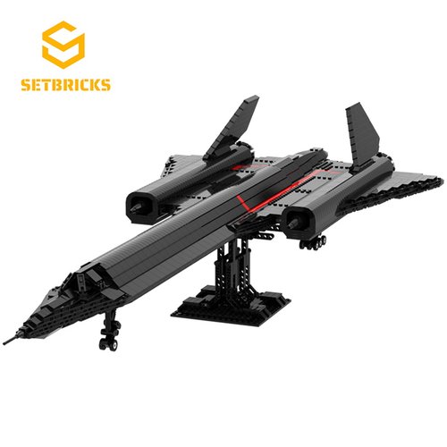 SETbricks军事战机SR-71侦察机黑鸟模型摆件小颗粒拼装积木益智玩
