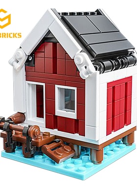SETbricks周边迷你街景挪威小屋模型小颗粒拼装积木益智玩具