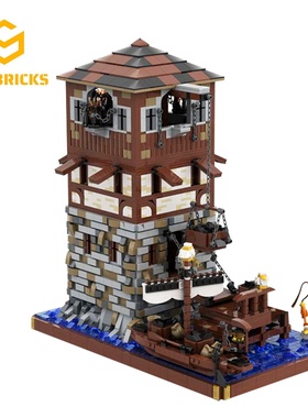 SETbricks中世纪街景建筑灯塔模型摆件小颗粒拼装积木益智玩具