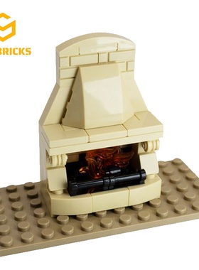 SETbricks街景建筑室内装饰壁炉兼容小颗粒拼装积木益智玩具