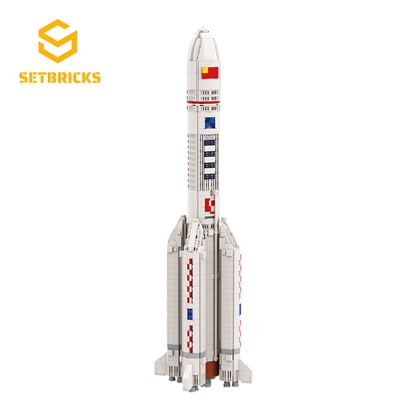 SETbricks太空航天长征五号1:110火箭模型小颗粒拼装积木益智玩具