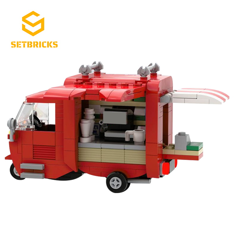 SETbricks节日气氛圣诞节街头咖啡车模型小颗粒拼装积木益智玩具