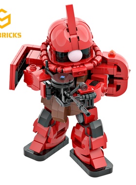 SETbricks机动战士高达红扎古Ⅱ机甲机器人颗粒拼装积木益智玩具