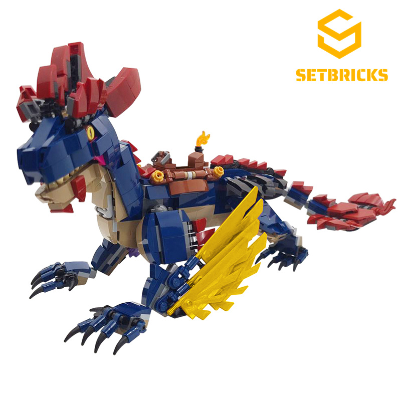 SETbricks游戏周边方舟生存进化岩龙模型小颗粒拼装积木益智玩具