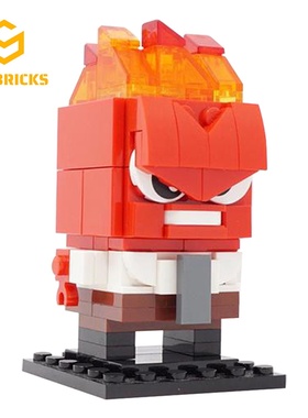 SETbricks创意设计生气表情包方头仔颗粒拼装积木益智摆件玩具