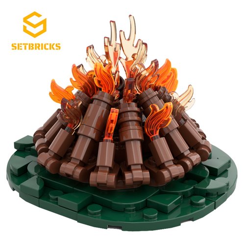 SETbricks创意设计系列篝火木柴模型摆件小颗粒拼装积木益智玩具