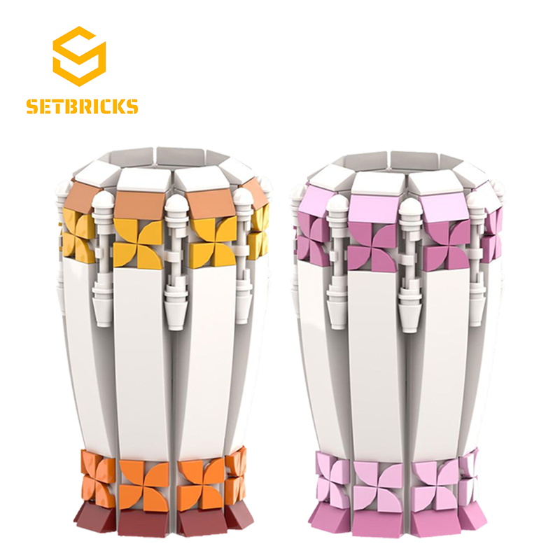 SETbricks积木向日葵玫瑰花花瓶装饰摆件小颗粒拼装积木益智玩具