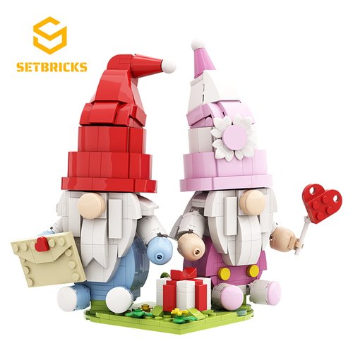 SETbricks情人节礼物情侣摆件无脸娃娃小颗粒拼装积木益智玩具