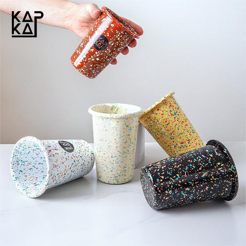 kapka搪瓷北欧风ins手工泼墨水杯