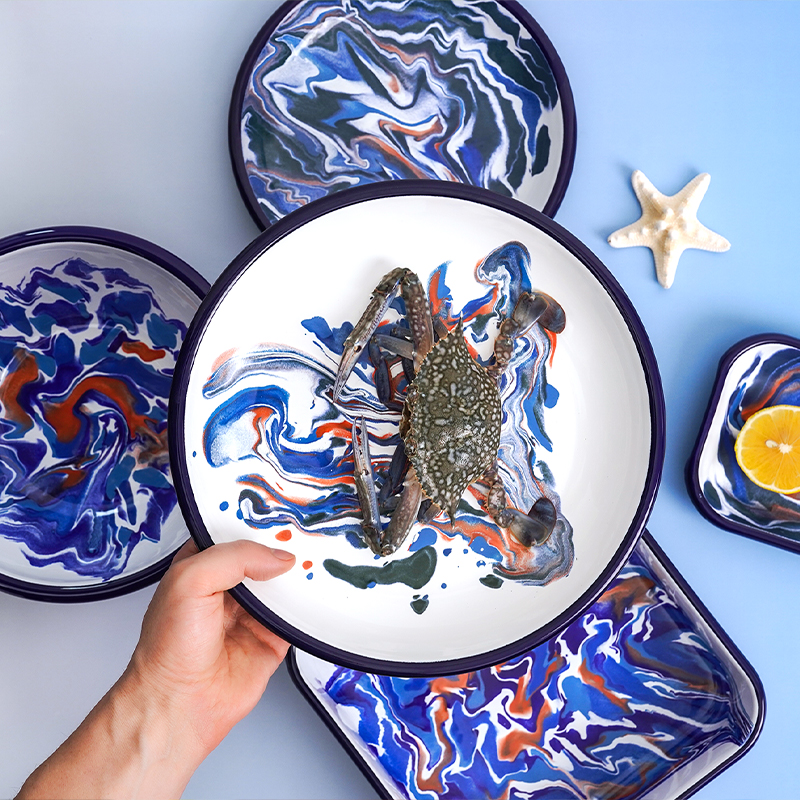 土耳其kapka复古手绘珐琅圆盘