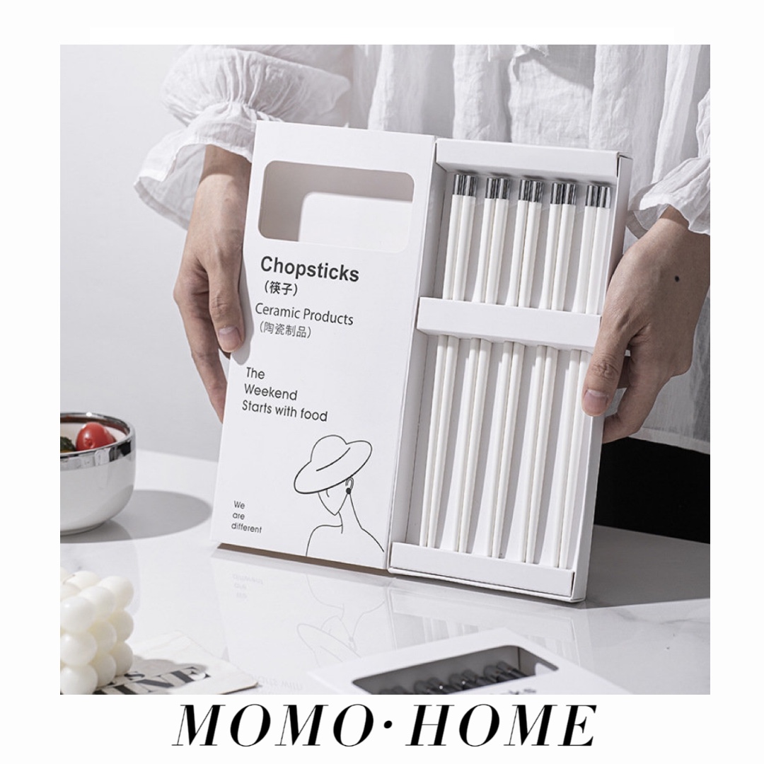 MOMO轻奢防霉合金银头筷子