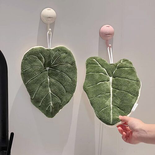 树叶挂式珊瑚绒加厚吸水擦手巾