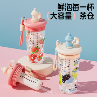 2025夏季 tritan塑料杯高颜值女学生提绳吸管水杯大容量花茶水杯子