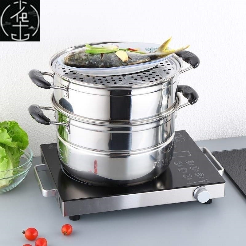 d steamer 3-storey steam cooker pot gas double-layer steamer