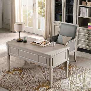 美式 实木办公书桌书房简约轻奢橡木电脑桌书椅1.4米写字台桌组合