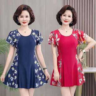 泡温泉泳装 遮肚显瘦大码 2025新款 妈妈泳衣中老年女保守连体如厕款