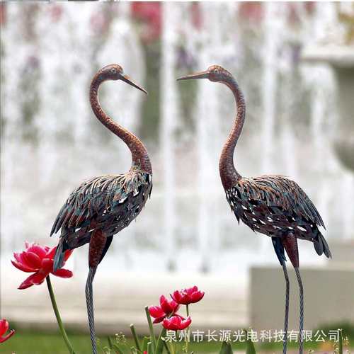 仿真仙鹤户外庭院装饰品金属工艺品园林景观铁艺落地阳台摆件