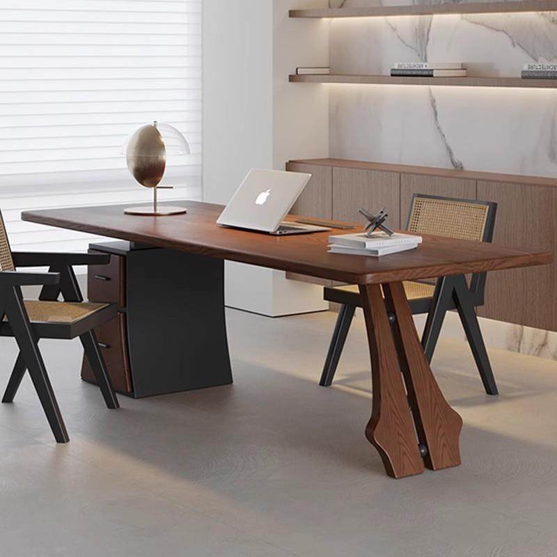 客厅实木书桌书柜一体书房办公桌子创意学习桌简易工作台桌写字桌