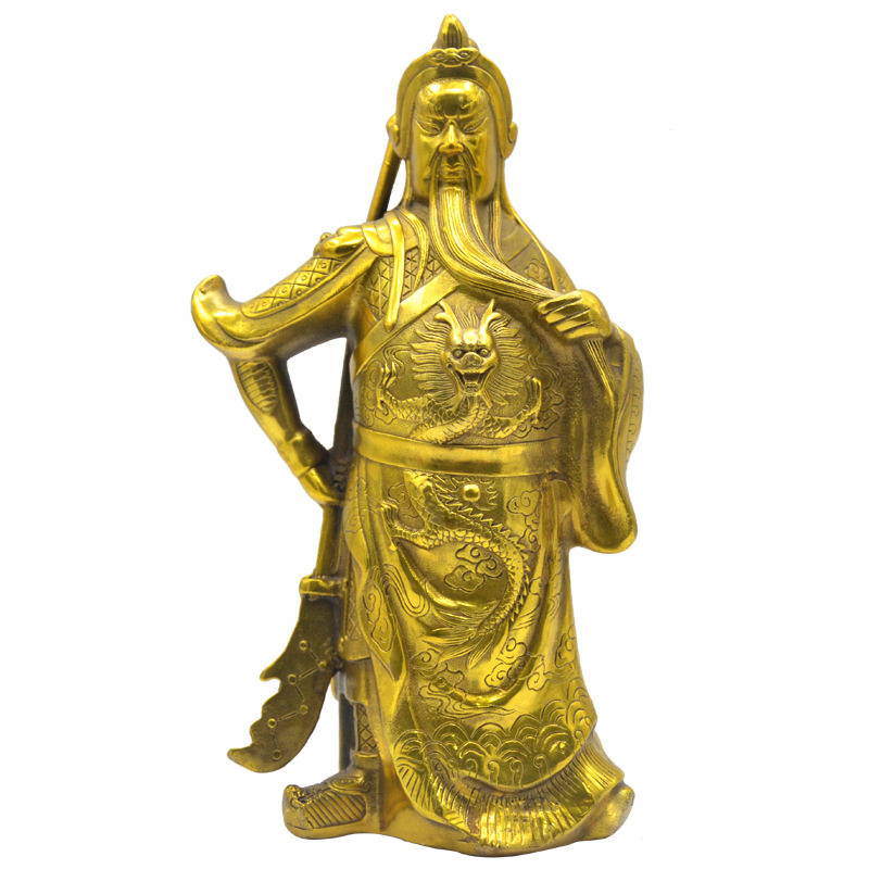 德缘居铜关公武才神铜像精品立刀关公龙袍关公饰品家居摆件