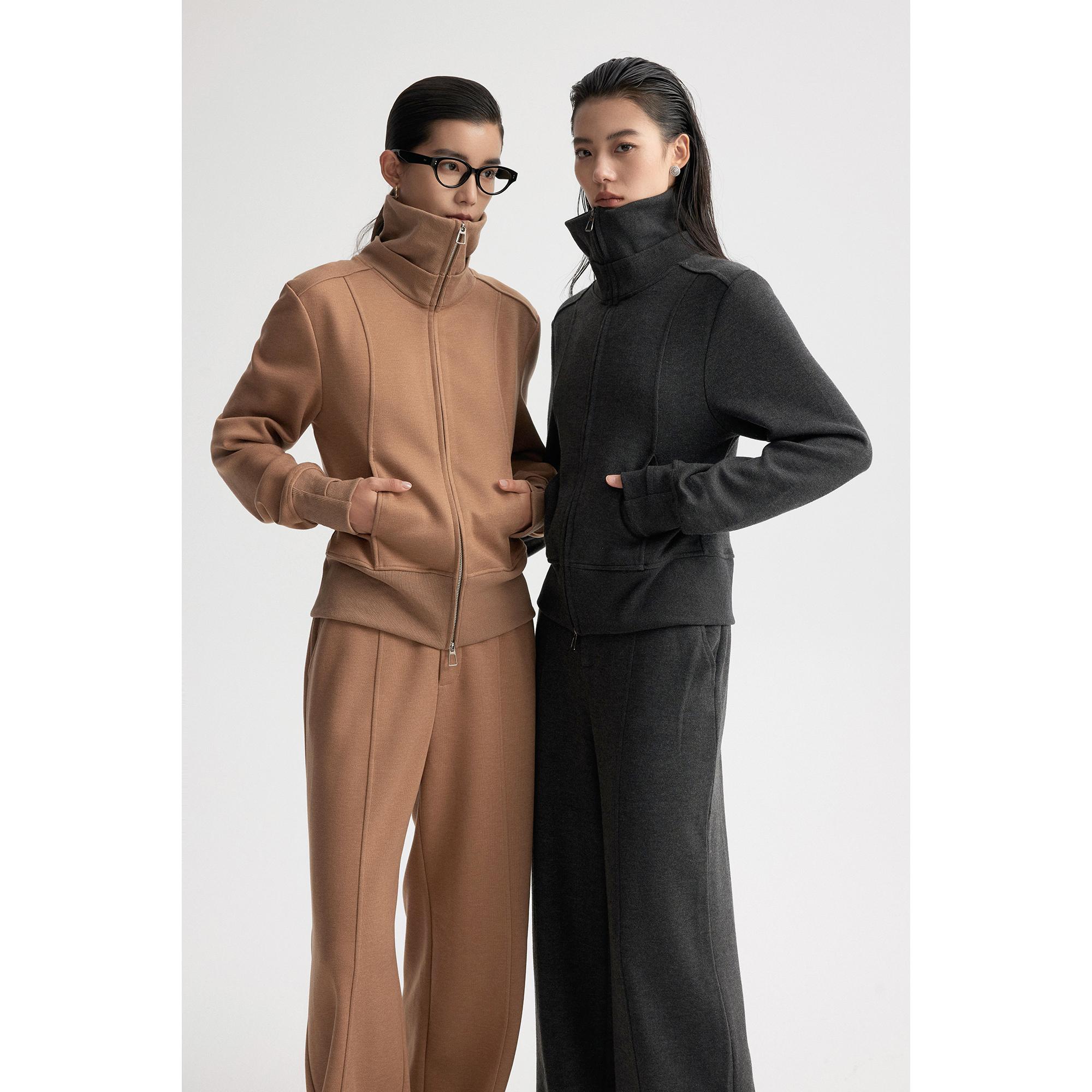 showyee/修野 羊毛混纺 立领高领休闲收腰纤瘦保暖卫衣运动裤套装