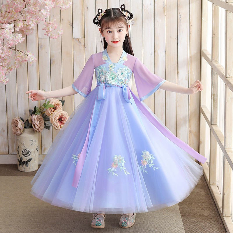 儿童汉服夏装唐装襦裙女大童古装