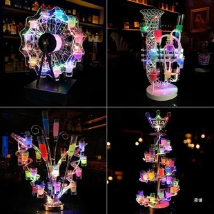 发光杯架创意个性酒吧洋酒酒架心形鸡尾酒架子发光子弹杯架铁智能
