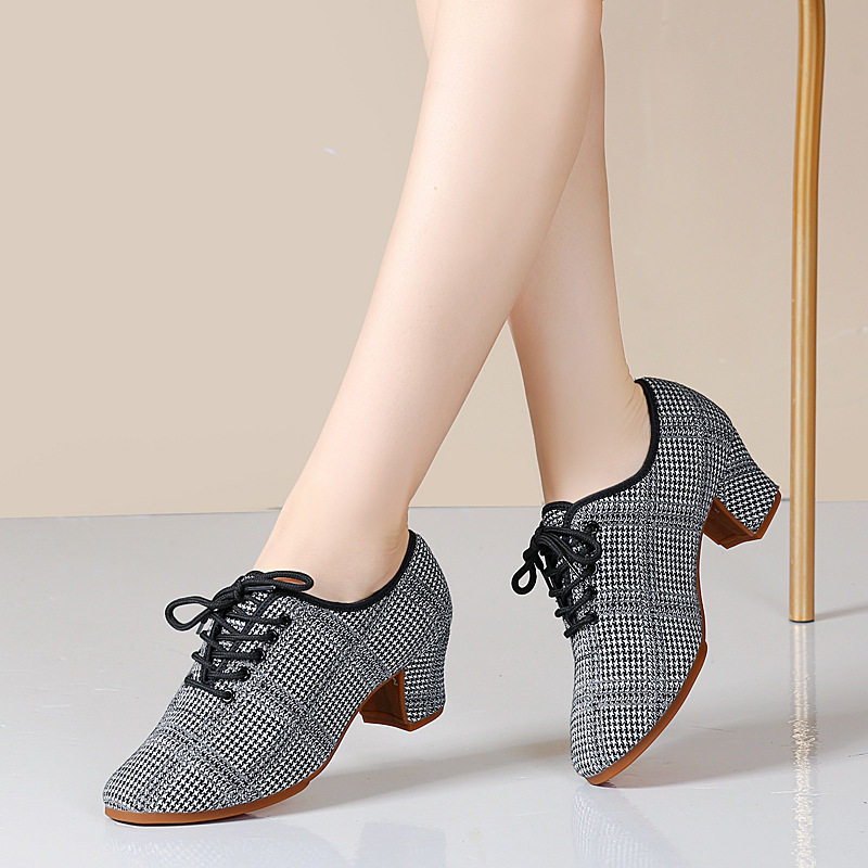 牛津布广场舞鞋拉丁舞鞋女成人软底教师鞋秋网面跳舞蹈鞋摩登舞鞋