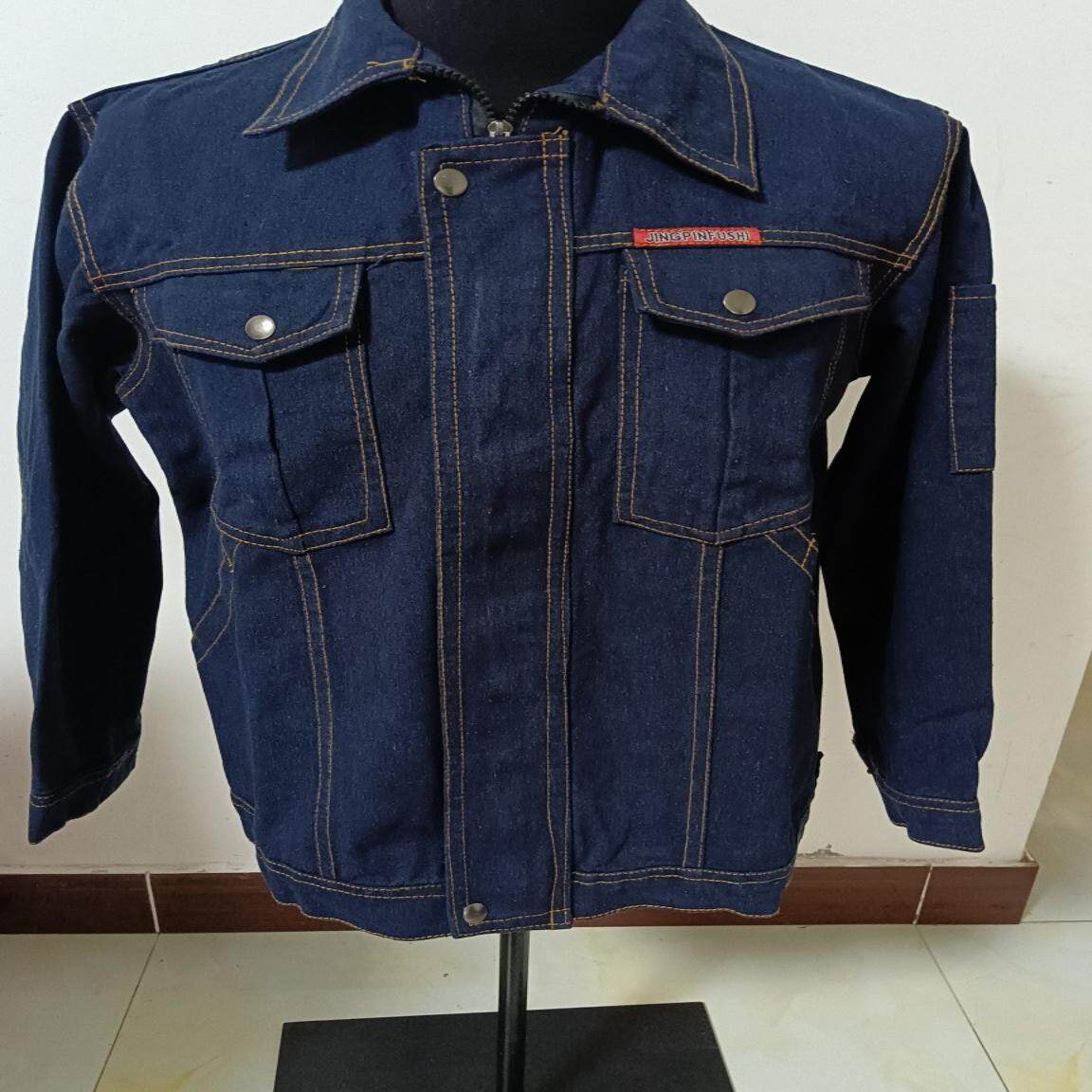 加厚牛仔工作服套装男焊工服防烫
