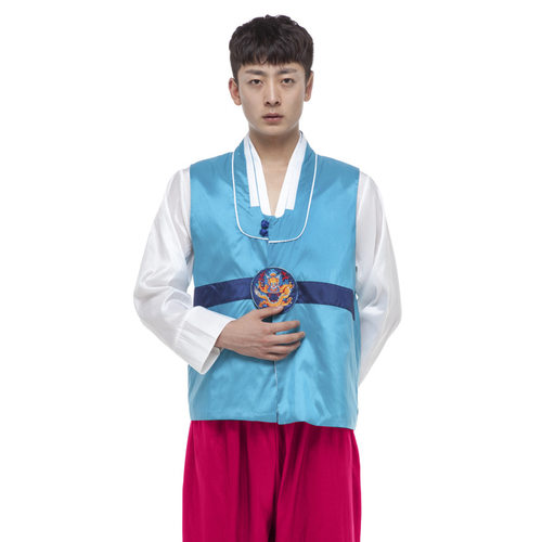 男韩服朝鲜族马甲衬衫长裤三件