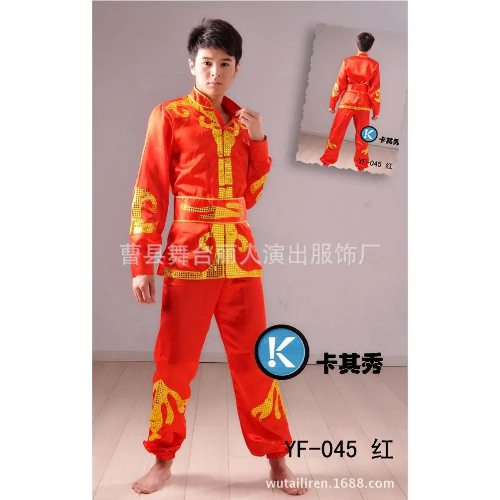 赛龙舟服舞蹈演出服装男款陕北