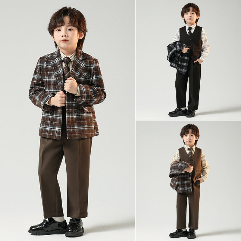 儿童西装休闲套装男童花童婚礼服钢琴演出表演服主持人小西服外套