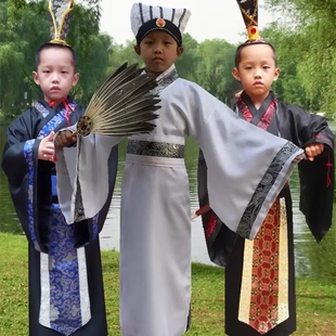 三国演义诸葛亮少儿古装汉服草船借箭鲁肃周瑜衣服刘备关羽演出服