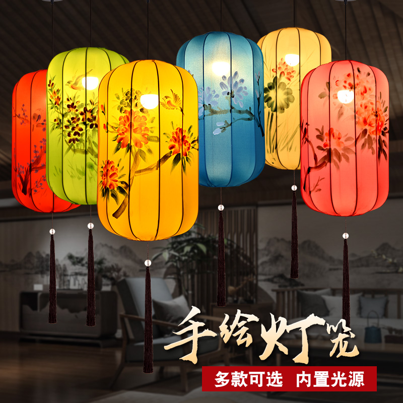 新中式布艺仿古宫灯彩色婚礼路引景区吊灯挂饰定制中国风冬瓜灯笼